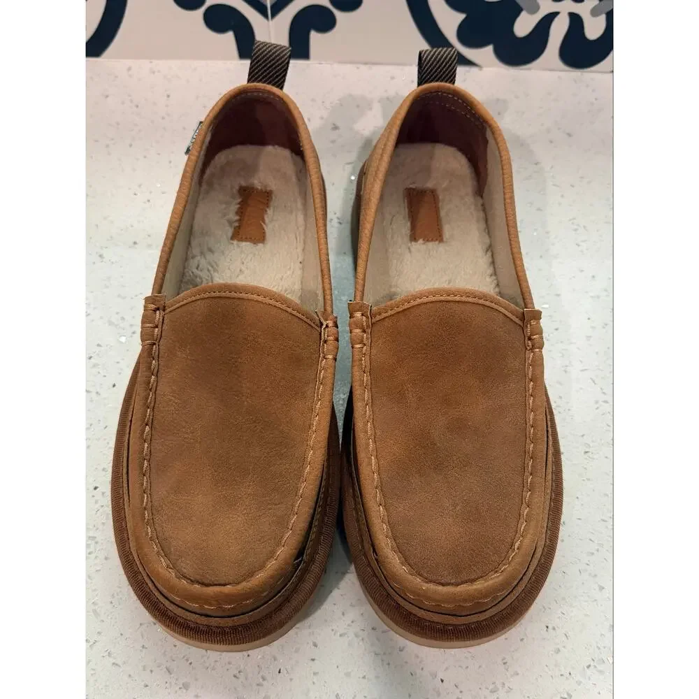 G.H. Bass Men's Slippers Moccasins Brown Size 10 Lined Slip On Shoes Cabincore